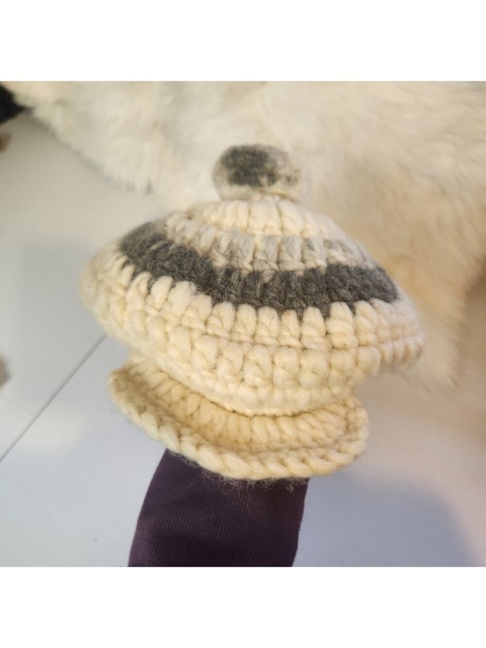 Handmade Vintage Wool Beige Beanie Winter Hat Touque Beret Womens Cowichan 90s - Picture 4 of 7